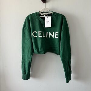 🚩steal authentic Celine Forest Green Cropped Sweatshirt